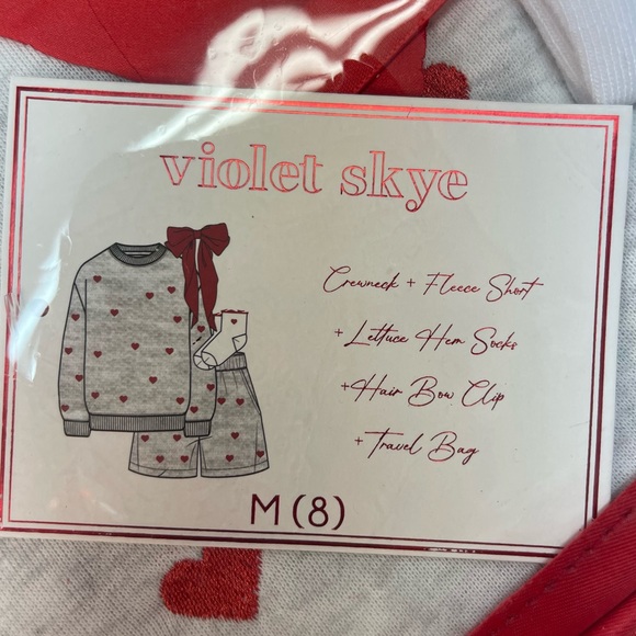 Violet Skye Girls’ Matching PJ Pajama Set Gray Red - Picture 5 of 5